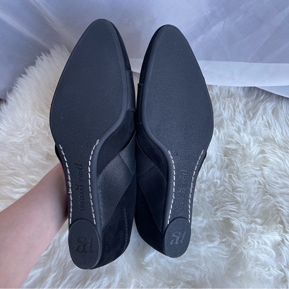 Paul Green Black Suede Elastic Wedge Heels Daniella - Picture 7 of 11